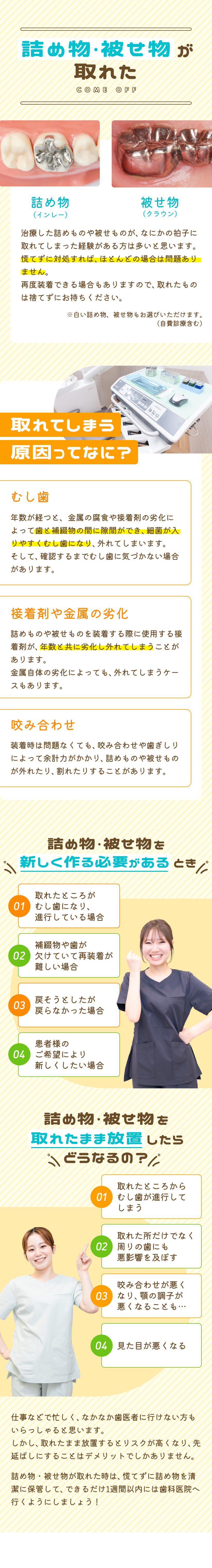 詰め物・被せ物が取れた